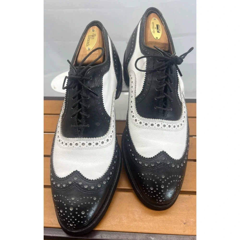 ALLEN EDMONDS BROADSTREET WING TIP BLACK WHITE SPECTATOR Size 8D